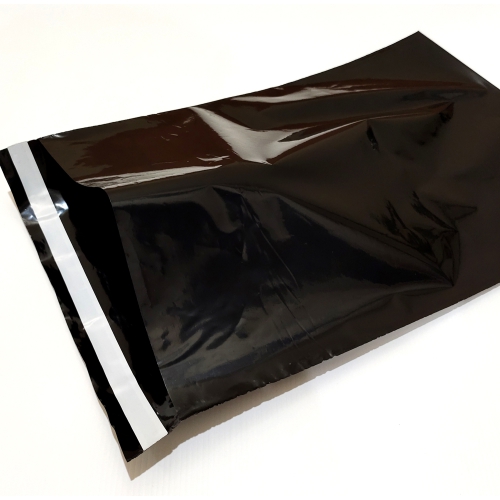 Kantong Polymailer Online Hitam dengan Permanent Seal Tape